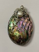 Sterling Abalone Pendant with Pearl HUGE NWOT - £55.36 GBP