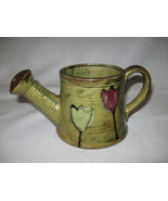 Watering Can Planter Candy Bowl Green Pottery Look Tulip Designs Nevco  - £7.53 GBP