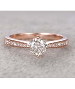 1.2CT Solitaire Moissanite Ring Round Cut Engagement Ring 14k Rose Gold ... - £96.00 GBP