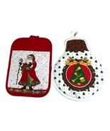 Vintage Lot Set of 2 B&amp;D Pot Holders Christmas Tree + Santa Claus 7&quot; Boh... - $15.04