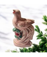 Antique Ceramic Singing Dove Bird Pink Cherry Figurine Gold Made in Japa... - $20.45