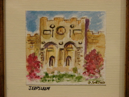 Original Miniature Watercolor Jerusalem Golden  Gate  Framed, Matted, Signed - £3.90 GBP