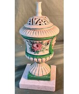 Old Vintage Hand Painted Majolica Faience Ceramic Pottery Urn Lamp Stone... - $78.43 CAD