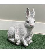 9&quot; Solid Concrete Rabbit Family Statue, Weather proof Rabbits outdoor st... - £25.92 GBP