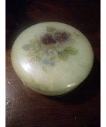 Vintage Ceramic Covered Bowl Trinket Dish Jewelry Light Green - $94.84 MXN