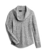 Its Our Time Sz M Cable Knit Gray Pullover Sweater Cowl Neck Long Sleeve - €14,48 EUR