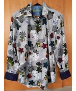 Robert Graham Shirt Men L Fit Designer Classy Floral Abstract Rare Flip ... - $1,296.63 MXN