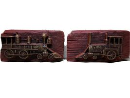 Vintage Chalkware Train Locomotive Decorative Wall Hanging set of 2.  9 ... - $93.61