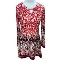 N Touch Ladies Ls Keyhole Colorful Abstract Design Top Tunic Blouse Shirt Euc S - £18.13 GBP