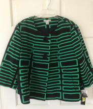 NEW NYGARD Women&#39;s Jacket Coat Crop Swing Green Navy Geometric Asian sz 22 - £43.63 GBP