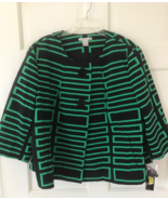 NEW NYGARD Women&#39;s Jacket Coat Crop Swing Green Navy Geometric Asian sz 22 - $1,034.92 MXN
