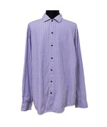 Tasso Elba Lavender Blue Vertical Striped Cotton Button Down Shirt Size ... - £15.55 GBP