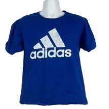 Adidas Blue T-Shirt Large 100% Cotton Crew Neck Short Sleeve Casual Wear - $14.00