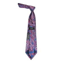 Men's 100% Silk Necktie By Bruno Piattelli Paisley Floral Fancy BP19 Pink Blue image 3
