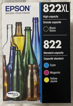 Epson 822XL Black 822 Cyan Magenta Yellow Ink Cartridge Set T822XL-BCS Exp 2025+ - $74.98