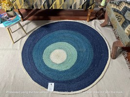 Rug 100% Natural Jute Reversible Round Rug Braided Style Modern Living Area Rug - £55.95 GBP