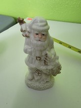 White Christmas Decor Santa Claus Figure Figurine Ceramic Holiday  - £18.97 GBP