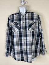 Beverly Hills Polo Club Men Size M Gray Plaid Button Up Shirt Long Sleeve - $11.08