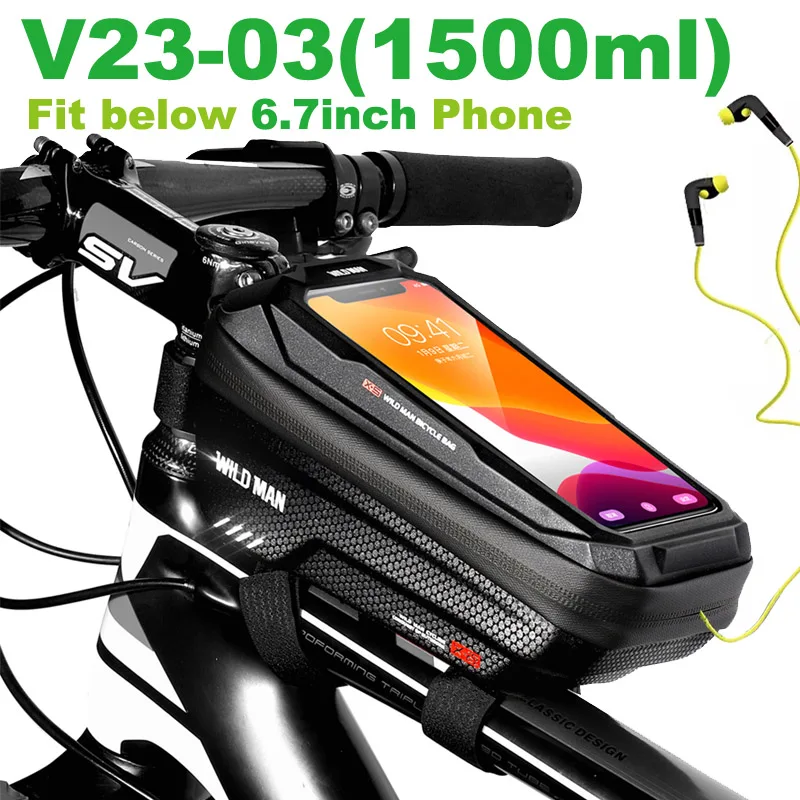 WILD MAN Bicycle Bag Phone Holder Case Waterproof Mountain Road Fe Front Top  Bi - £40.34 GBP