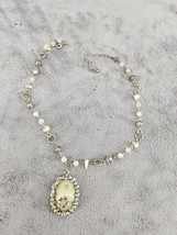 Vintage Avon Beaded Rhinestone 16&quot; Jewelry Silver Tone Pendant Necklace - $15.98