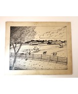 Vtg 1954 Pen Ink Farm House Horse Pasture Scene 3rd Prize Junior Highsch... - $49.99