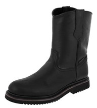 Mens Black Work Boots Leather Slip Oil Resistant Lightweight Soft Toe Si... - $82.14 CAD