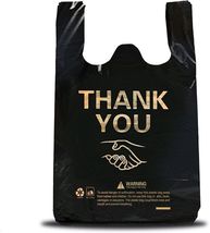 ysmile 50 pcs Thank You Plastic T Shirt Bags for Small 7x15 Inch from Black - $11.88