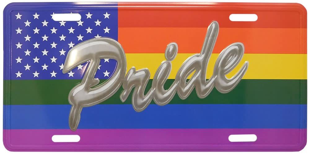 USA Rainbow Striped Pride 6&quot;x12&quot; Aluminum License Plate Car Tag - $4.88