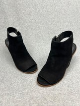 Steve Madden Suede Leather Open Toe Stacked Heels Womens Size 5 Black - £29.66 GBP