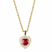 1.8 ct Heart Pink Ruby Sim Diamond Ladies Drop Pendant Necklace Chain 925 Silver - £88.55 GBP