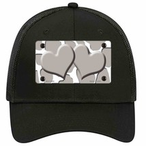 Grey White Giraffe Grey Centered Hearts Novelty Black Mesh License Plate Hat - £23.31 GBP