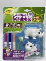 Crayola Scribble Scrubbie SAFARI Color &amp; Clean HIPPO Biko and RHINO Ayan... - £10.27 GBP