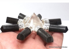 Clear Quartz Black Tourmaline Positive Energy Generator Home Clearing Cr... - $75.00