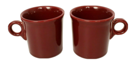 Fiesta Ware Coffee Mugs Pair Claret Homer Laughlin USA Claret O Handle D... - $19.99