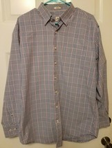 Peter Millar Mens Long Sleeve Shirt Size Large Red White &amp; Blue Plaid - £10.85 GBP