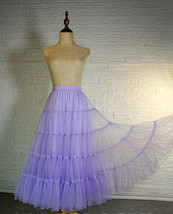 WATER-BLUE Sparkly Tulle Maxi Skirt Women Custom Plus Size Tulle Skirt image 8