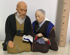 Orient Vintage 1950s Collectible Hakata Urisaki Ceramic Japanese couple Reading - $122.50