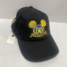 NWT 2005 Disneyland Disney 50th Anniversary Black/Gold Adjustable Hat New - £19.60 GBP