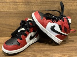 Nike Air Jordan 1 Mid Td Chicago Black Toe Red Toddler Size 4C 640735-069 - £22.72 GBP