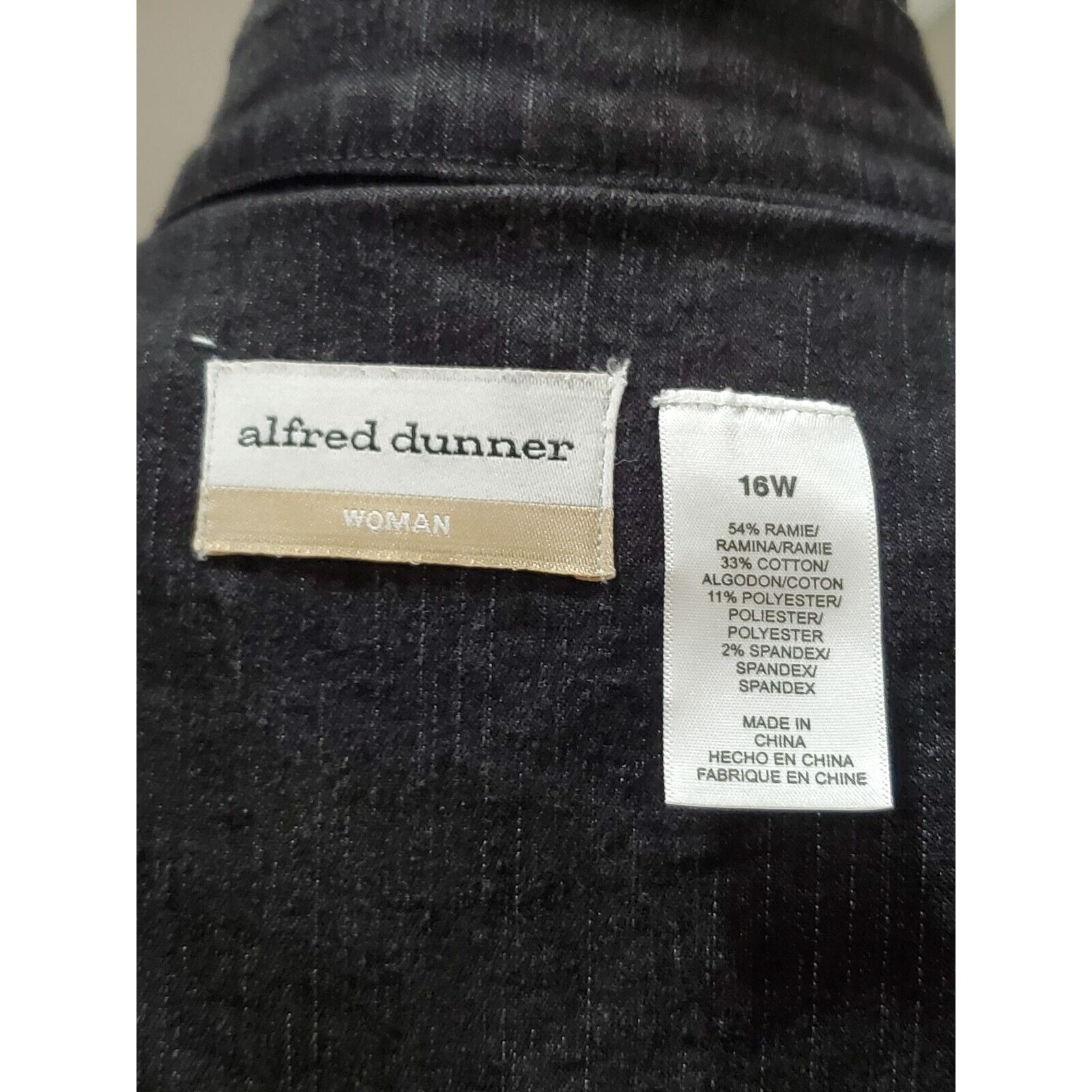 Alfred Dunner Women Gray Denim Ramie Long Sleeve Full Zip Casual Jacket Size 16W Item image 9