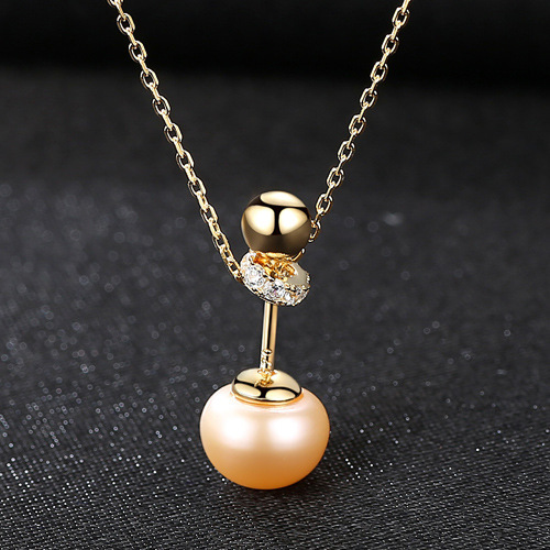 Primary image for S925 Sterling Silver Clavicle Chain Silver Freshwater Pearl Pendant Electroplate