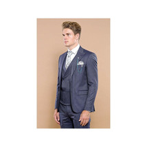Men 3pc European Vested Suit WESSI by J.VALINTIN Extra Slim Fit JV17 Navy Blue image 8