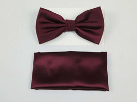 Men&#39;s Bow Tie and Hankie by J.Valintin Collection #92494 Solid Satin Bur... - £15.65 GBP