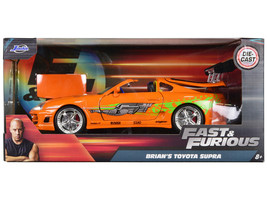 Brian&#39;s Toyota Supra Orange w Graphics Fast &amp; Furious Movie 1/24 Diecast Car Jad - £32.94 GBP