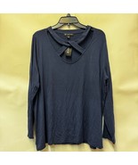 INC Womens Plus 2X Indigo Sea Blue Criss Cross Cutout Long Sleeve Top NW... - $456.29 MXN