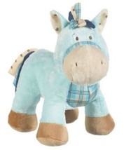 Baby Ganz Wee Western Horse 10” Blue  and Plaid Rattle Plush Lovey Pony - £17.14 GBP
