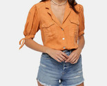 FREE PEOPLE Womens Blouse Safari Babe Stylish Soft Orange Size XS OB1100214 - $47.55