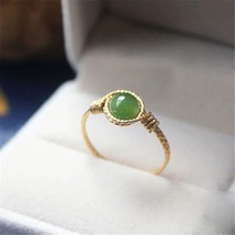 3Ct Bonne Coupe Ronde Vert Naturel Gemme Onyx 14K Jaune Plaqué Or Bague - £54.74 GBP