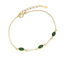 Enchanted Eyes: 925 Silver Gold-Plated Emerald Green Zircon Bracelets - £23.54 GBP