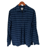 WOOLRICH Shirt Button-Down Organic Cotton Linen Blue Stripes Size Large - $369.95 MXN
